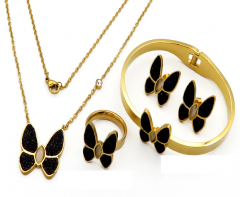 Stainless steel jewelry Necklace Earrings Bracelet ring set Wholesale
