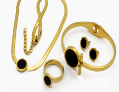 Stainless steel jewelry Necklace Earrings Bracelet ring set Wholesale