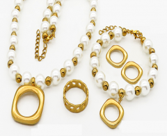 Stainless steel jewelry Necklace Earrings Bracelet ring set Wholesale