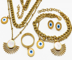 Stainless steel jewelry Necklace Earrings Bracelet ring set Wholesale