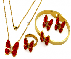 Stainless steel jewelry Necklace Earrings Bracelet ring set Wholesale