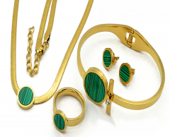 Stainless steel jewelry Necklace Earrings Bracelet ring set Wholesale