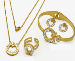 Stainless steel jewelry Necklace Earrings Bracelet ring set Wholesale