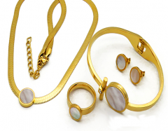 Stainless steel jewelry Necklace Earrings Bracelet ring set Wholesale