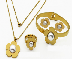 Stainless steel jewelry Necklace Earrings Bracelet ring set Wholesale