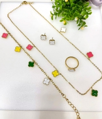 Stainless steel jewelry Necklace Earrings Bracelet ring set Wholesale