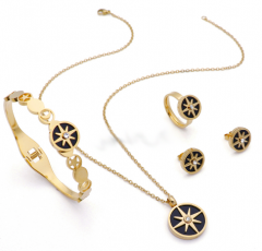 Stainless steel jewelry Necklace Earrings Bracelet ring set Wholesale