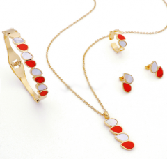 Stainless steel jewelry Necklace Earrings Bracelet ring set Wholesale