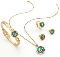 Stainless steel jewelry Necklace Earrings Bracelet ring set Wholesale