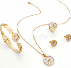 Stainless steel jewelry Necklace Earrings Bracelet ring set Wholesale