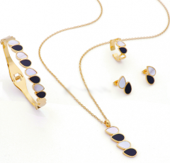 Stainless steel jewelry Necklace Earrings Bracelet ring set Wholesale