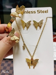Stainless steel jewelry Necklace Earrings Bracelet ring set Wholesale