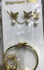 Stainless steel jewelry Necklace Earrings Bracelet ring set Wholesale