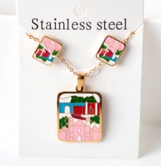 Stainless steel jewelry Necklace Earrings set Wholesale