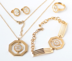 Stainless steel jewelry Necklace Earrings ring Bracelet set Wholesale