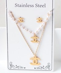Stainless steel jewelry Necklace Earrings set Wholesale