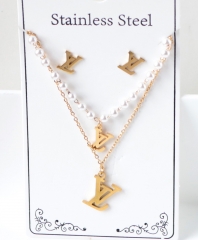 Stainless steel jewelry Necklace Earrings set Wholesale