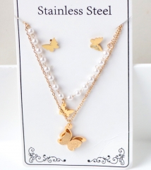 Stainless steel jewelry Necklace Earrings set Wholesale