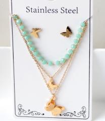 Stainless steel jewelry Necklace Earrings set Wholesale