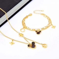 Stainless steel jewelry Necklace Earrings Bracelet ring set Wholesale
