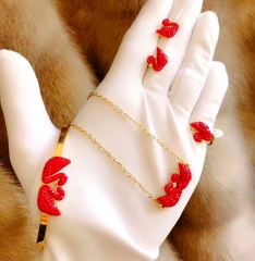 Stainless steel jewelry Necklace Bracelet Bracelets and rings set Wholesale