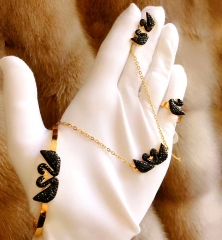 Stainless steel jewelry Necklace Bracelet Bracelets and rings set Wholesale