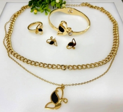 Stainless steel jewelry Necklace Bracelet Bracelets and rings set Wholesale