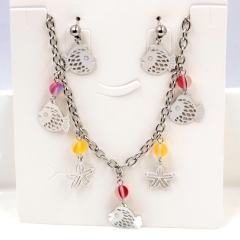 Stainless steel jewelry Necklace Earrings set Wholesale