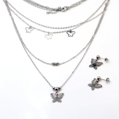 Stainless steel jewelry Necklace Earrings set Wholesale