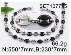 Stainless steel jewelry Necklace Bracelet set Wholesale