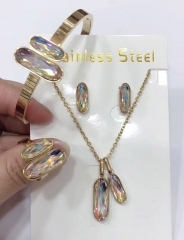 Stainless steel jewelry Bracelet Necklace Earrings Ring set Wholesale
