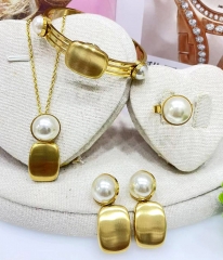 Stainless steel jewelry Bracelet Necklace Earrings Ring set Wholesale