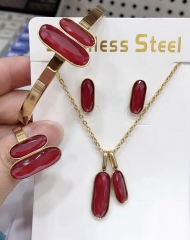 Stainless steel jewelry Bracelet Necklace Earrings Ring set Wholesale
