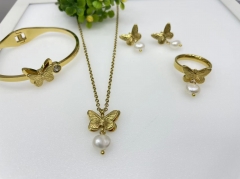 Stainless steel jewelry Bracelet Necklace Earrings Ring set Wholesale