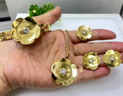Stainless steel jewelry Bracelet Necklace Earrings Ring set Wholesale