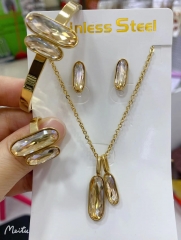 Stainless steel jewelry Bracelet Necklace Earrings Ring set Wholesale