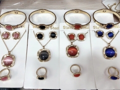 Stainless steel jewelry Bracelet Necklace Earrings Ring set Wholesale
