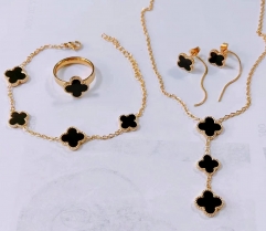 Stainless steel jewelry Bracelet Necklace Earrings Ring set Wholesale