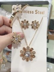 Stainless steel jewelry Bracelet Necklace Earrings Ring set Wholesale