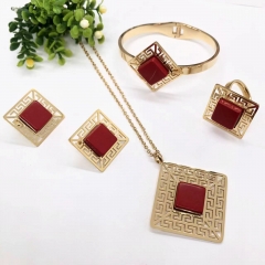 Stainless steel jewelry Bracelet Necklace Earrings Ring set Wholesale