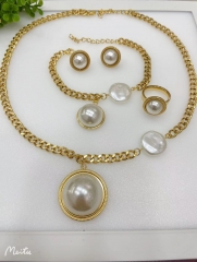 Stainless steel jewelry Bracelet Necklace Earrings Ring set Wholesale