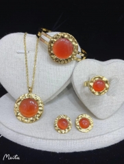 Stainless steel jewelry Bracelet Necklace Earrings Ring set Wholesale