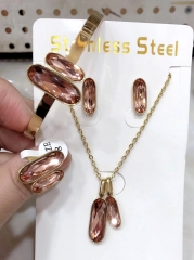 Stainless steel jewelry Bracelet Necklace Earrings Ring set Wholesale