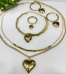 Stainless steel jewelry Bracelet Necklace Earrings Ring set Wholesale