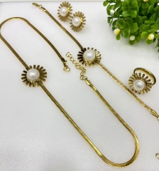 Stainless steel jewelry Bracelet Necklace Earrings Ring set Wholesale