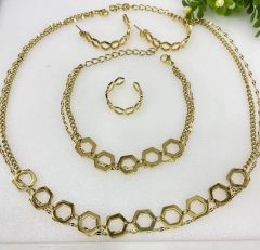 Stainless steel jewelry Bracelet Necklace Earrings Ring set Wholesale