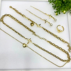 Stainless steel jewelry Bracelet Necklace Earrings Ring set Wholesale
