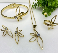 Stainless steel jewelry Bracelet Necklace Earrings Ring set Wholesale
