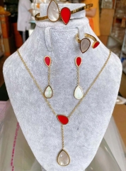 Stainless steel jewelry Bracelet Necklace Earrings Ring set Wholesale
