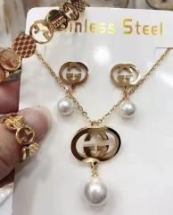 Stainless steel jewelry Bracelet Necklace Earrings Ring set Wholesale